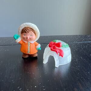 Vintage 1993 Hallmark Merry Miniatures Christmas Eskimo Boy and Igloo